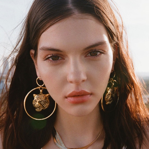FARM Rio Jewelry - THE LATIFAH TIGER EARRINGS Gold Hoops